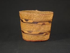A Tlingit basket with horizontal pattern and openwork